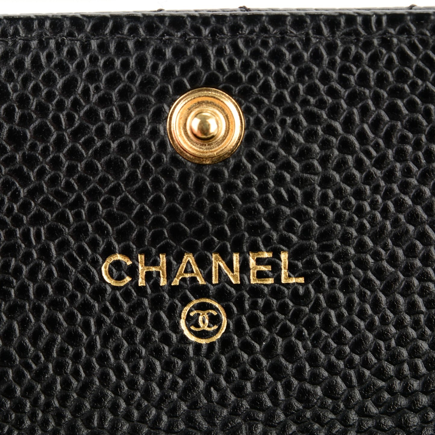 Caviar Quilted Flap Card Holder Black