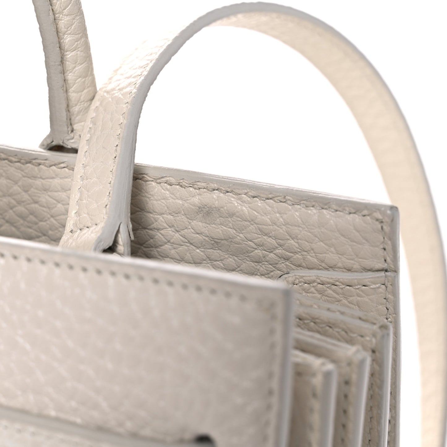 Grained Calfskin Nano Sac de Jour Dove White