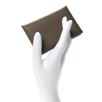 Hermes Epsom Calvi Card Case Etoupe 2 of 10