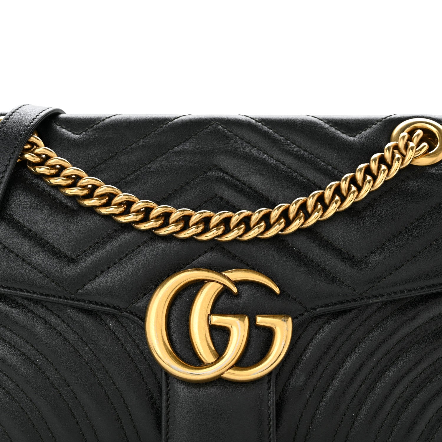 Gucci Calfskin Matelasse Small GG Marmont Shoulder Bag Black 8 of 16