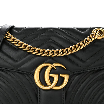 Gucci Calfskin Matelasse Small GG Marmont Shoulder Bag Black 8 of 16