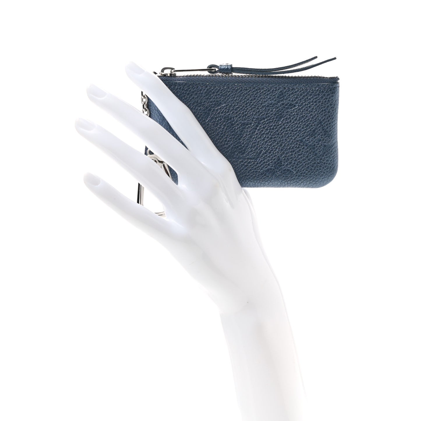 Metallic Empreinte Monogram Giant Key Pouch Navy Nacre