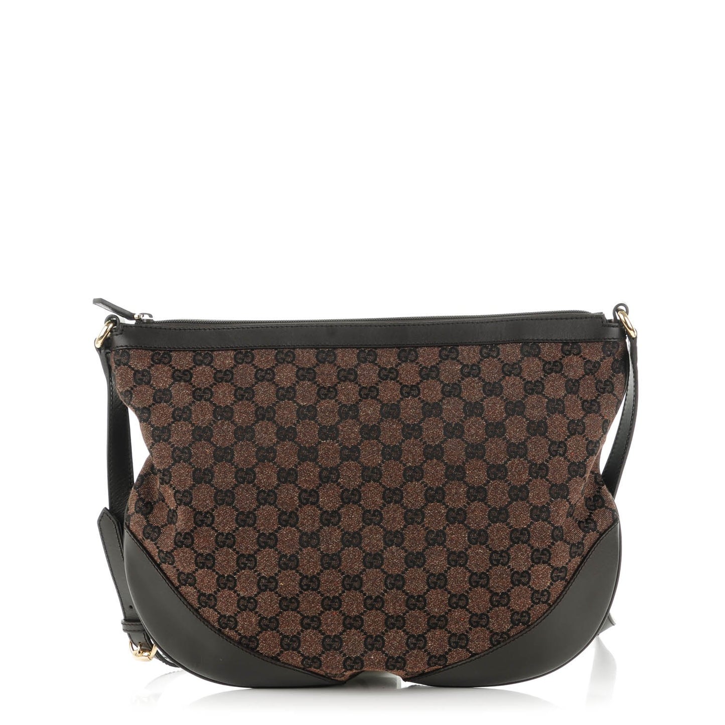 Denim Monogram Large Half Moon Hobo Dark Brown