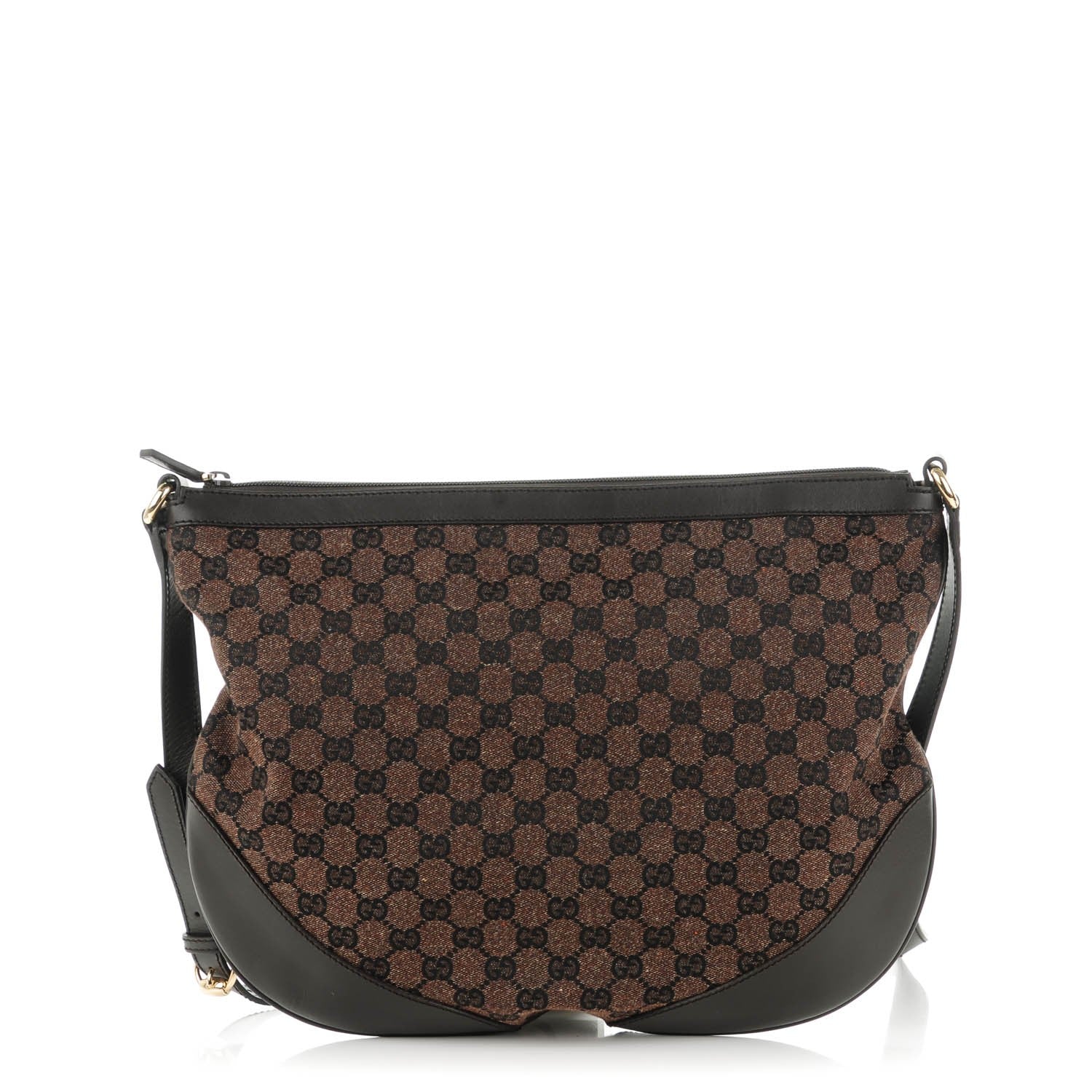Gucci Denim Monogram Large Half Moon Hobo Dark Brown 1 of 7