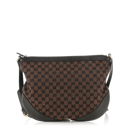 Gucci Denim Monogram Large Half Moon Hobo Dark Brown 1 of 7