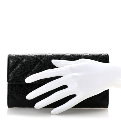 Chanel Caviar Quilted Large Gusset Flap Wallet Black 2 of 11