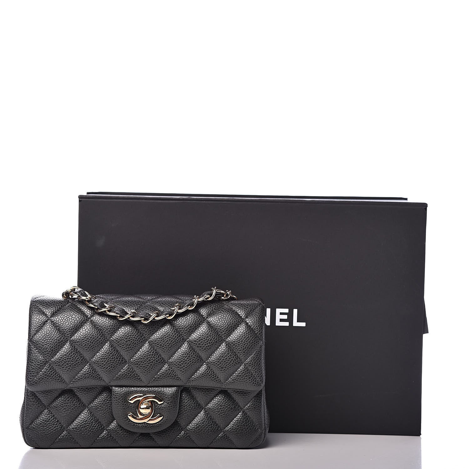 Chanel Caviar Quilted Mini Rectangular Flap Dark Grey 11 of 11