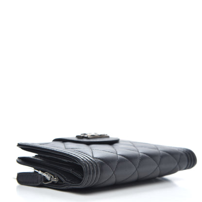 Chanel Lambskin Quilted Boy Large Zip Pocket Wallet Black 4 of 8