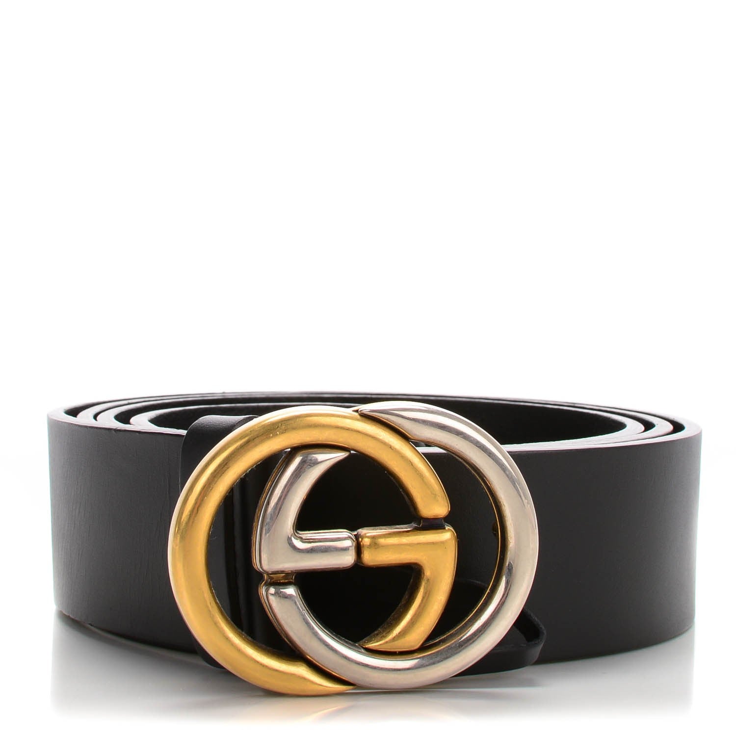 Gucci Calfskin Bi Color Interlocking G Belt 120 48 Black 1 of 5
