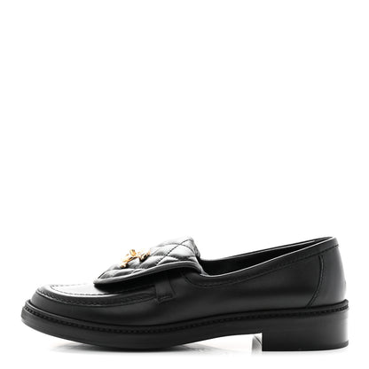 Chanel Lambskin Quilted CC Turnlock Loafers 37 Black 1 of 9