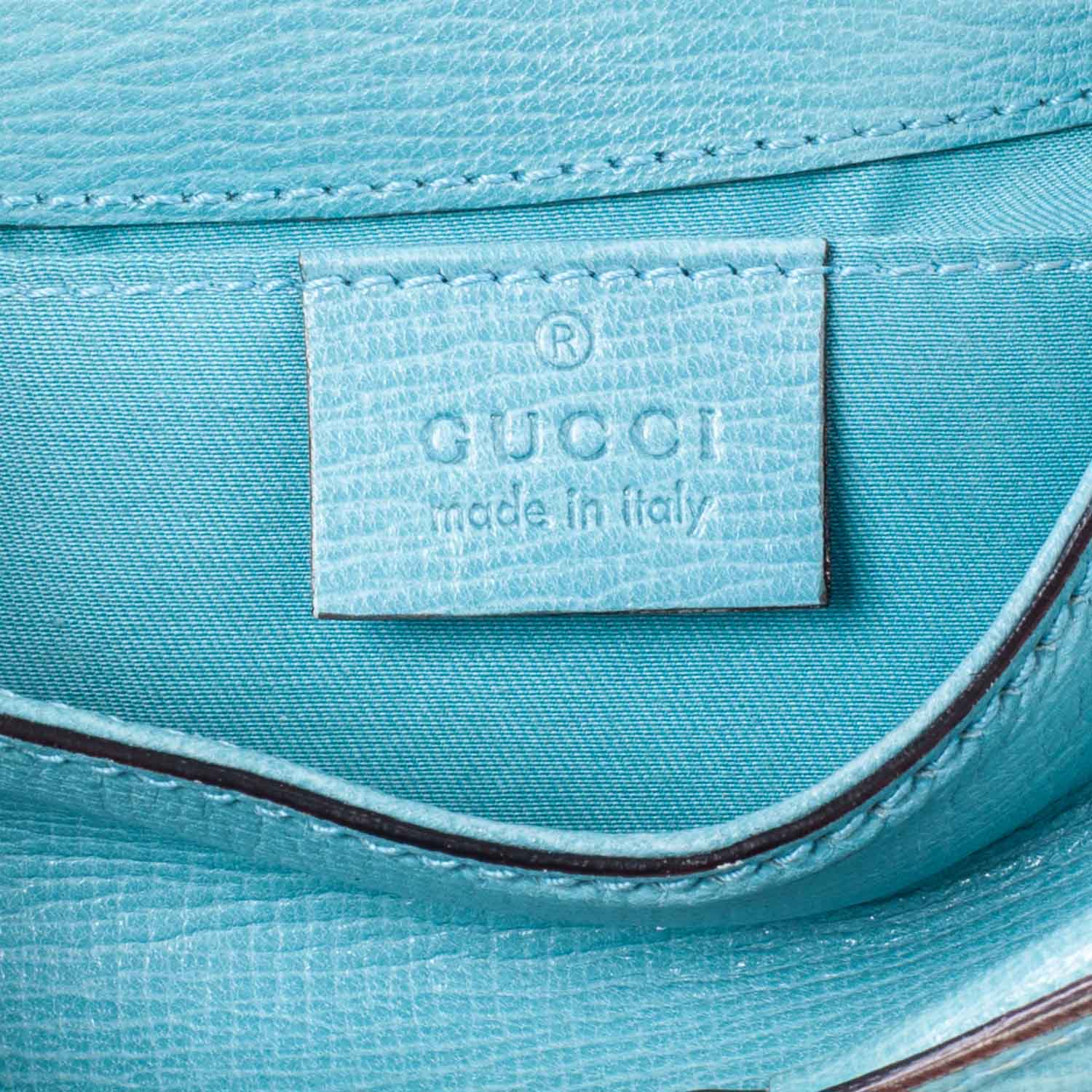 Gucci Leather Horsebit Clutch Bag Turquoise 8 of 10