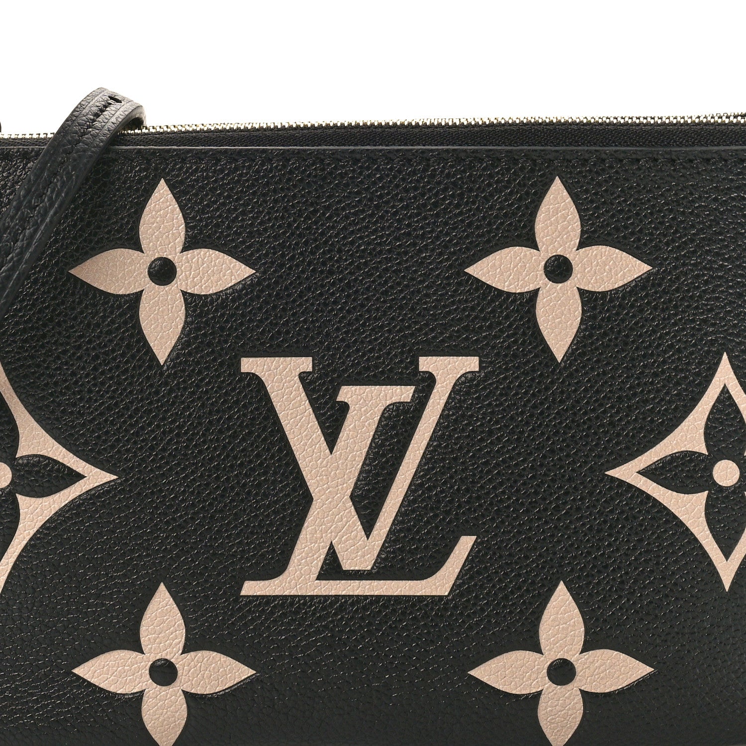 Louis Vuitton Empreinte Monogram Giant Double Zip Pochette Black Cream 7 of 9