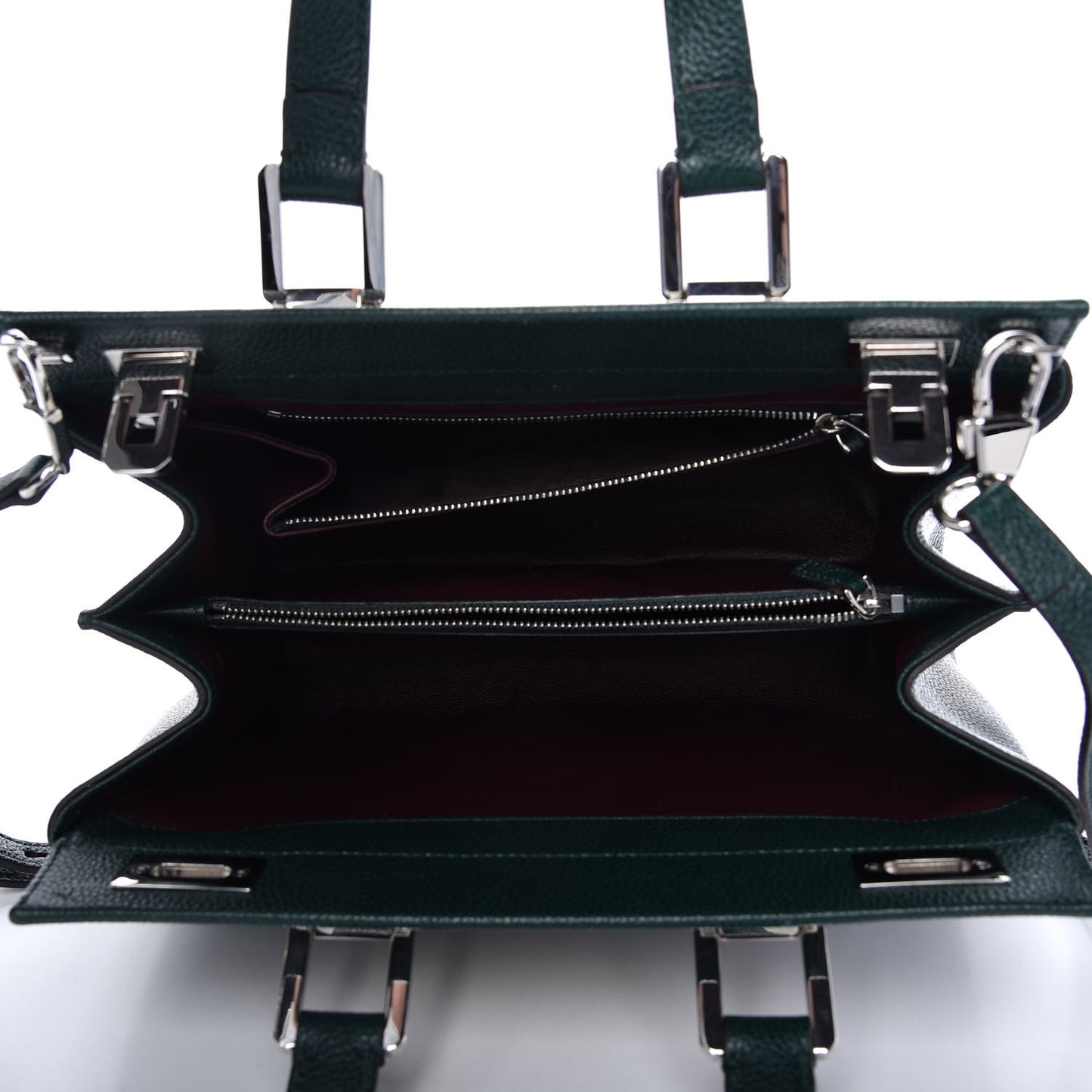 Grainy Calfskin Small Zumi Top Handle Bag Vintage Green