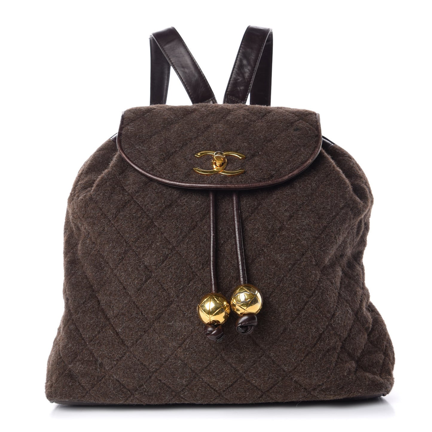 Wool Quilted Backpack Brown
