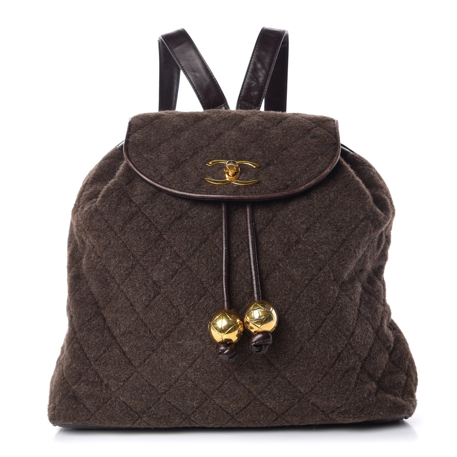 Chanel Wool Quilted Backpack Brown 1 of 15