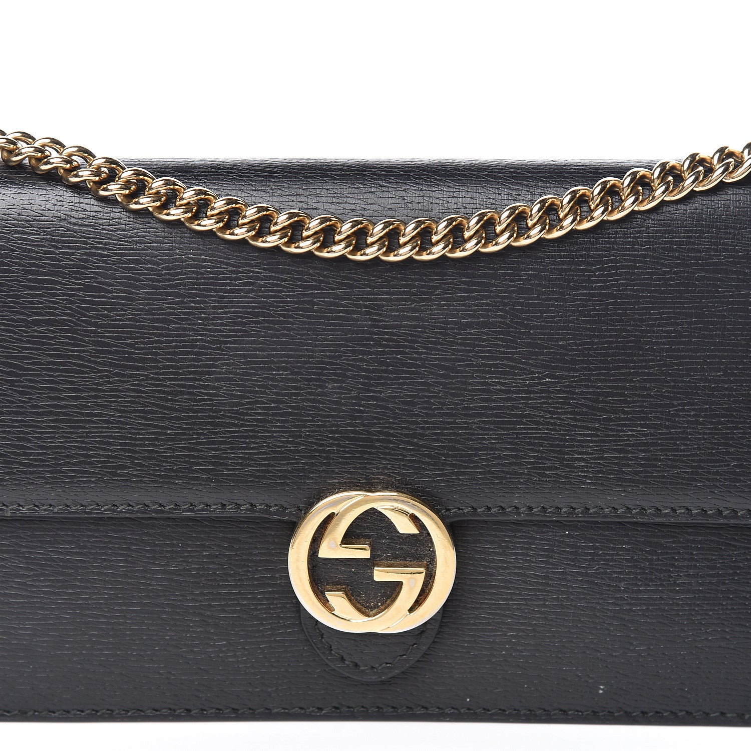Gucci Textured Calfskin Icon Chain Wallet Black 12 of 12