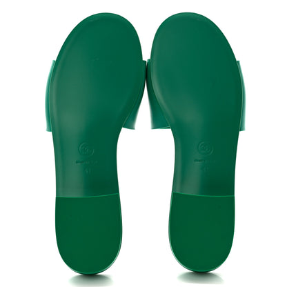 Chanel Calfskin Patent Calfskin Logo Mules 41 Green White 5 of 9