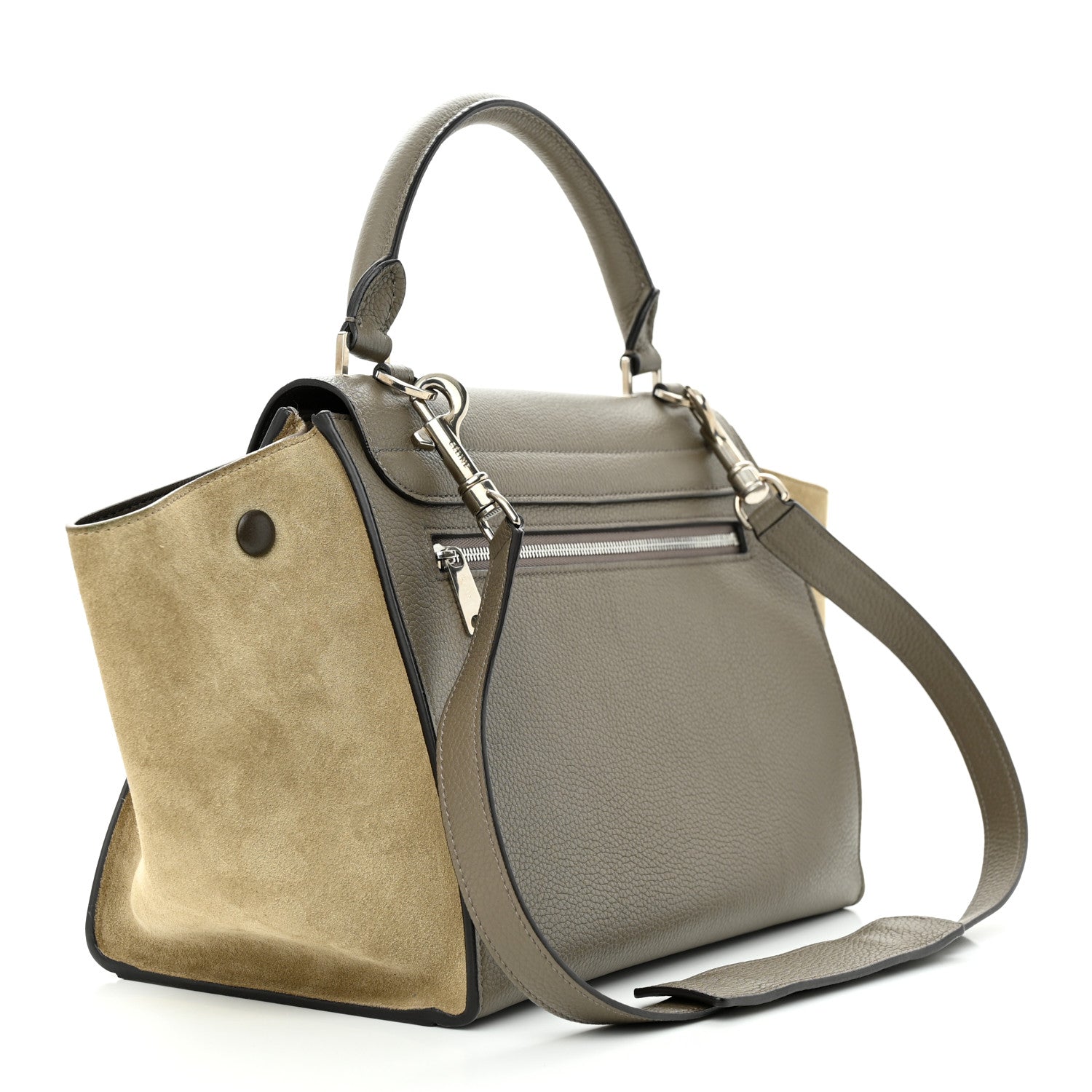 Celine Drummed Calfskin Suede Small Trapeze Souris 3 of 10