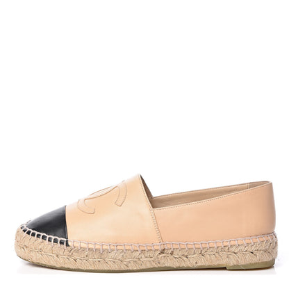 Chanel Lambskin CC Espadrilles 39 Beige Black 1 of 10