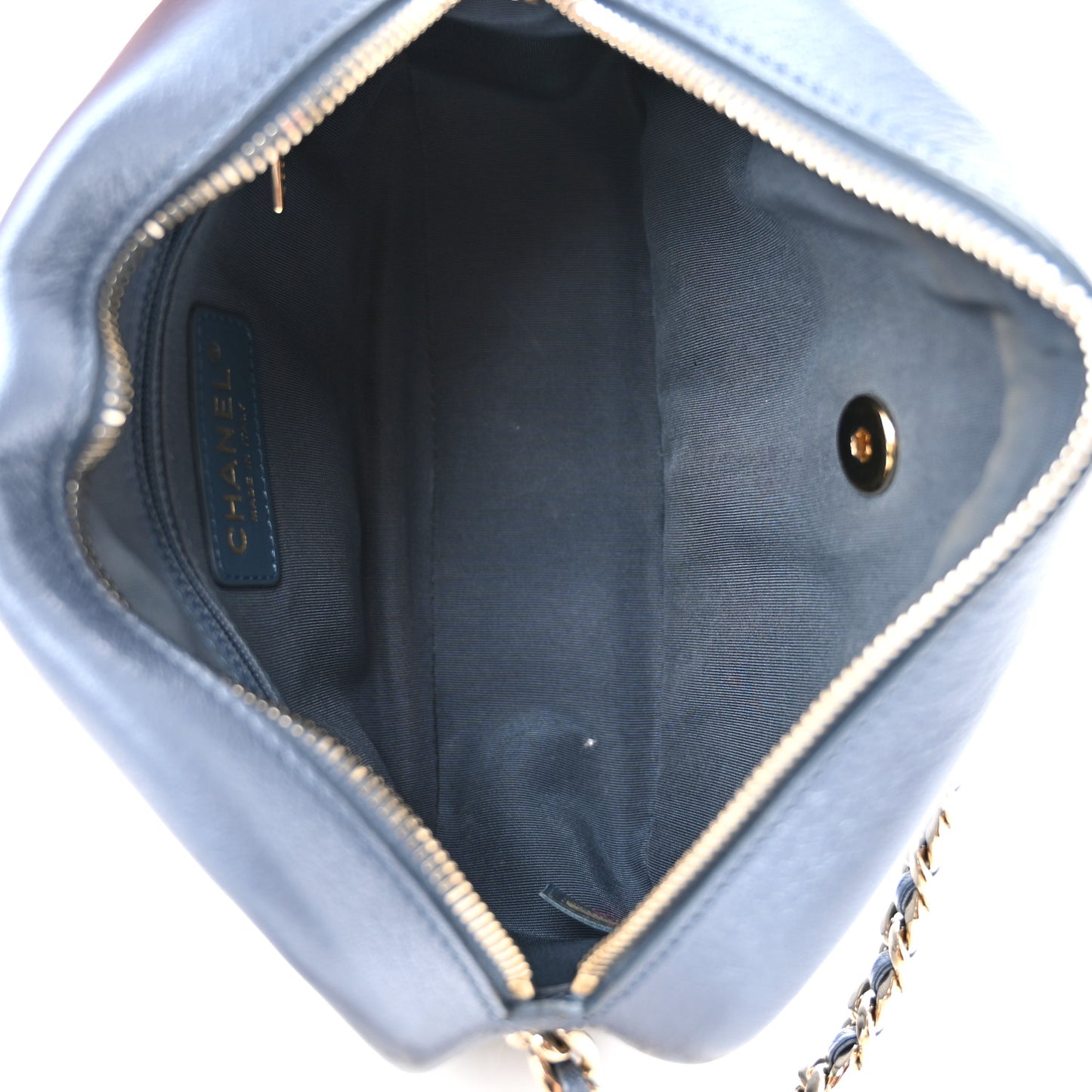 Metallic Goatskin Quilted Medium Casual Trip Camera Case Blue