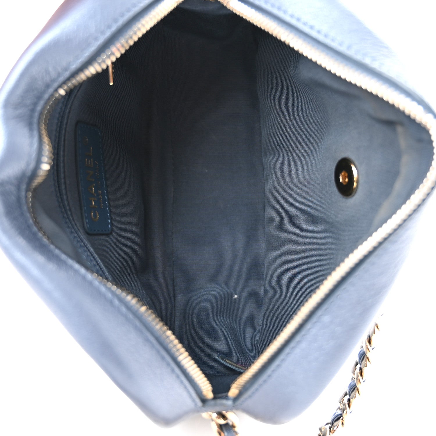 Chanel Metallic Goatskin Quilted Medium Casual Trip Camera Case Blue 5 of 11
