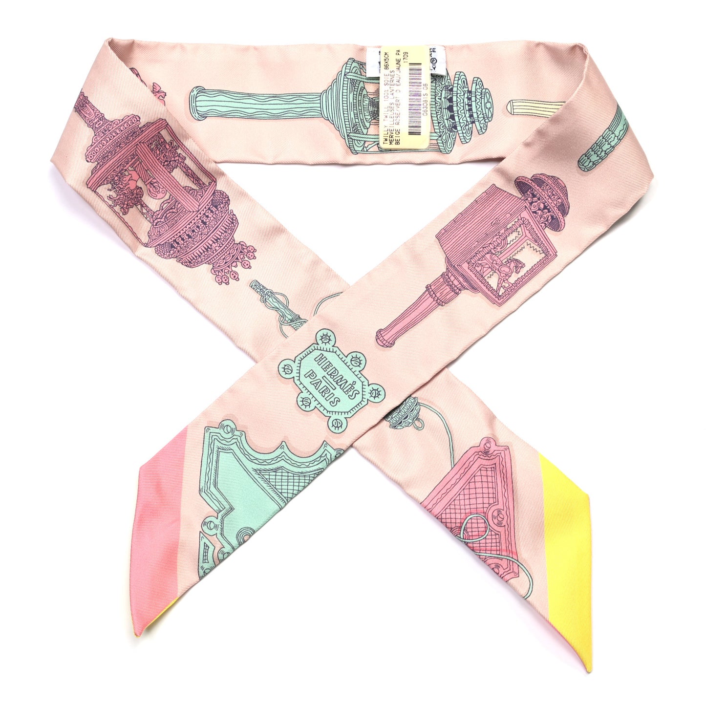 Silk Merveilleuses Lanternes Twilly Beige Rose Vert De Eau Jaune