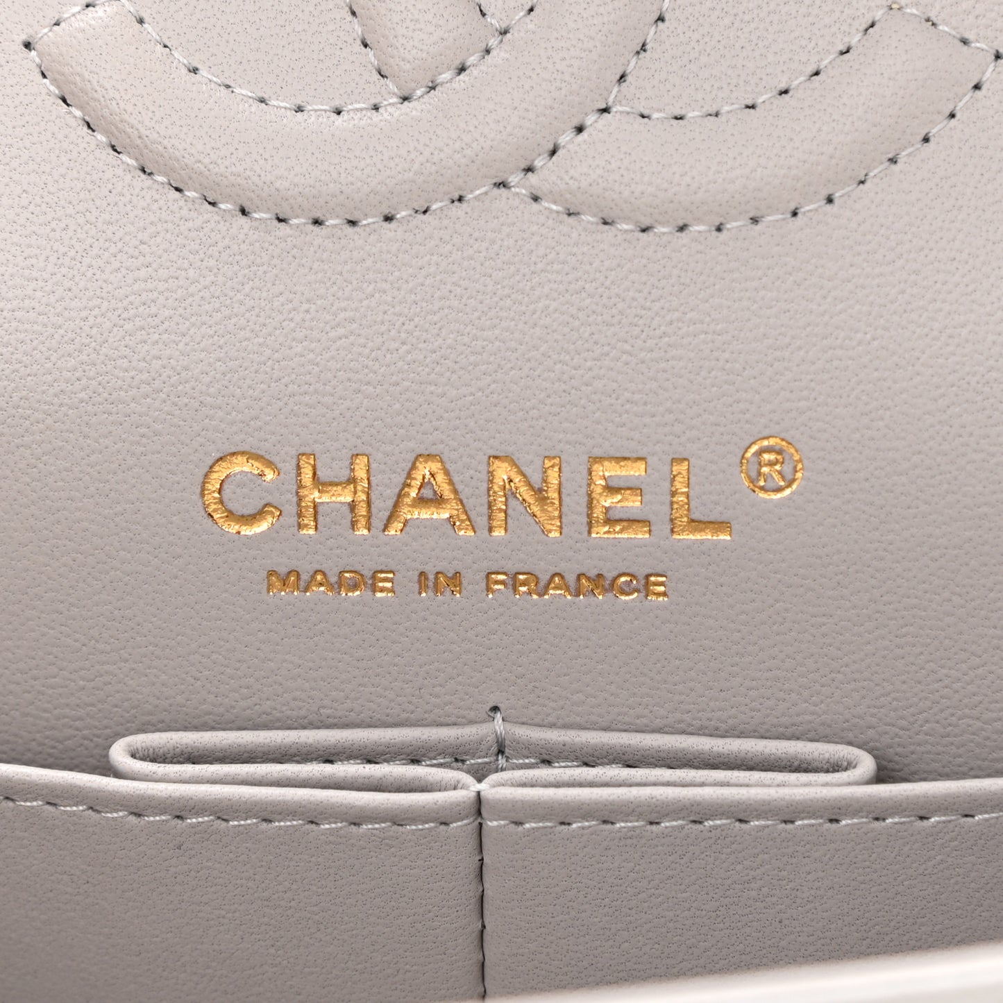 Caviar Quilted Small Double Flap Grey