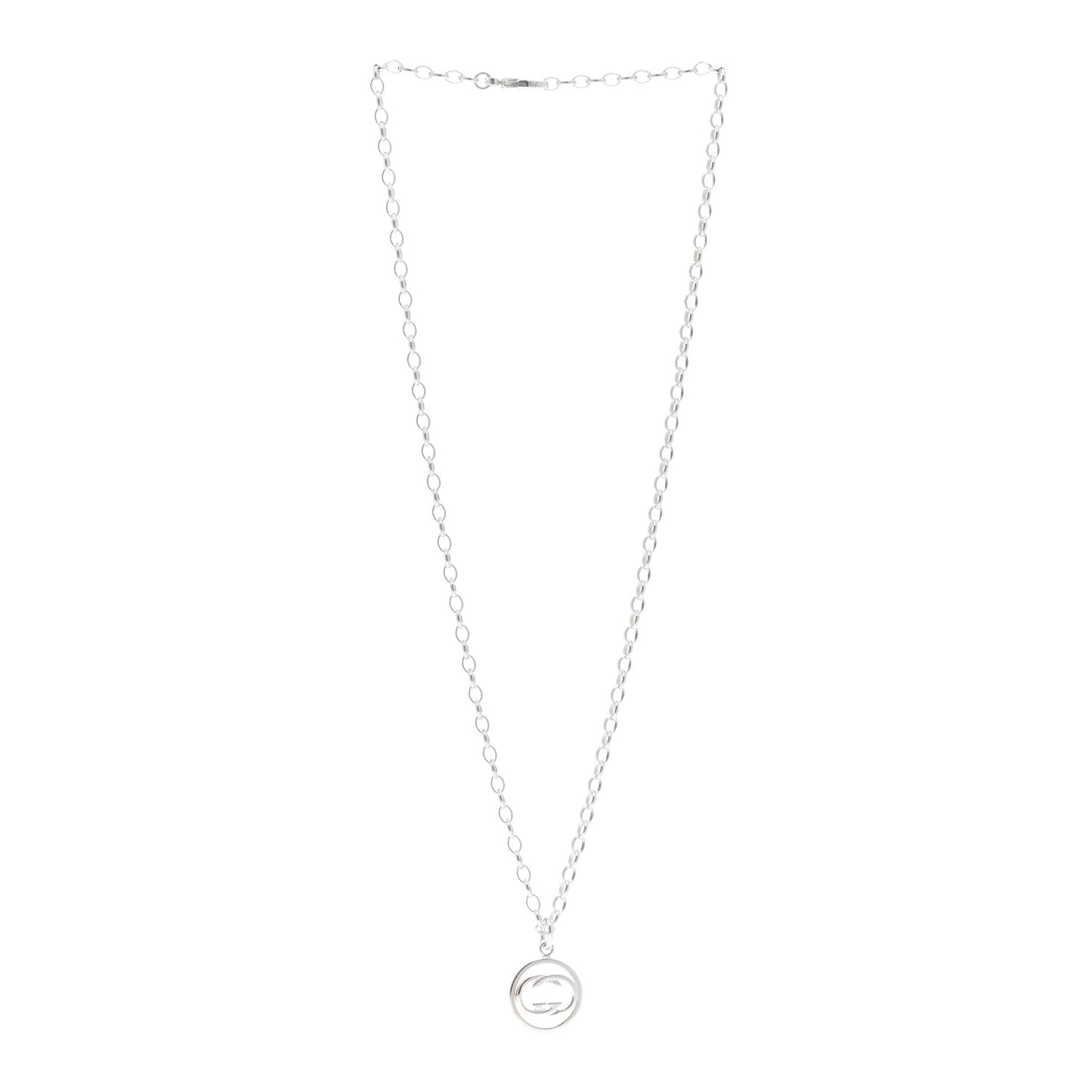 Sterling Silver Interlocking Circle GG Pendant Necklace