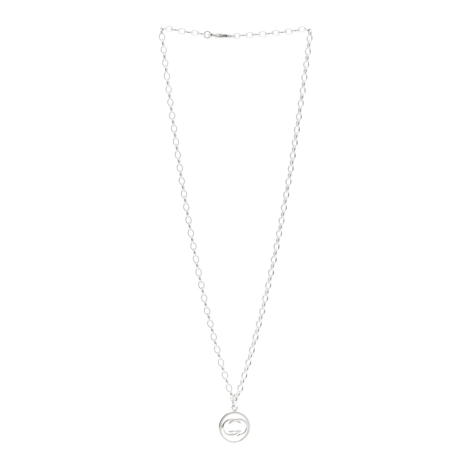 Gucci Sterling Silver Interlocking Circle GG Pendant Necklace 3 of 4