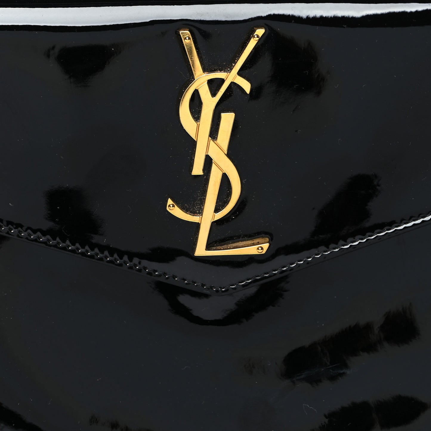 Patent Calfskin Monogram Uptown Clutch Black