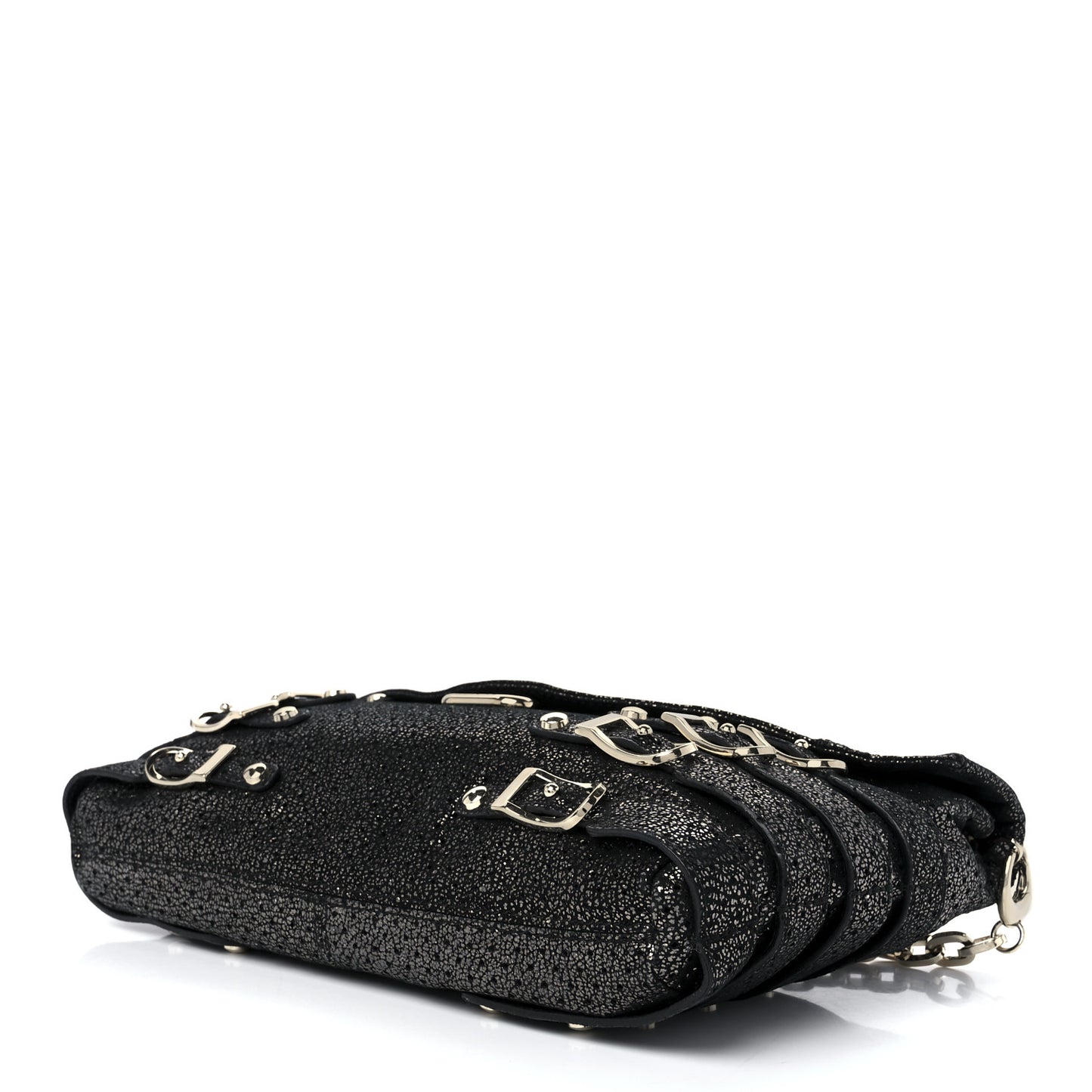 Metallic Calfskin Brix Convertible Clutch Black