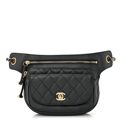 Chanel Calfskin Flap Chain Waist Bag Black 1 of 10
