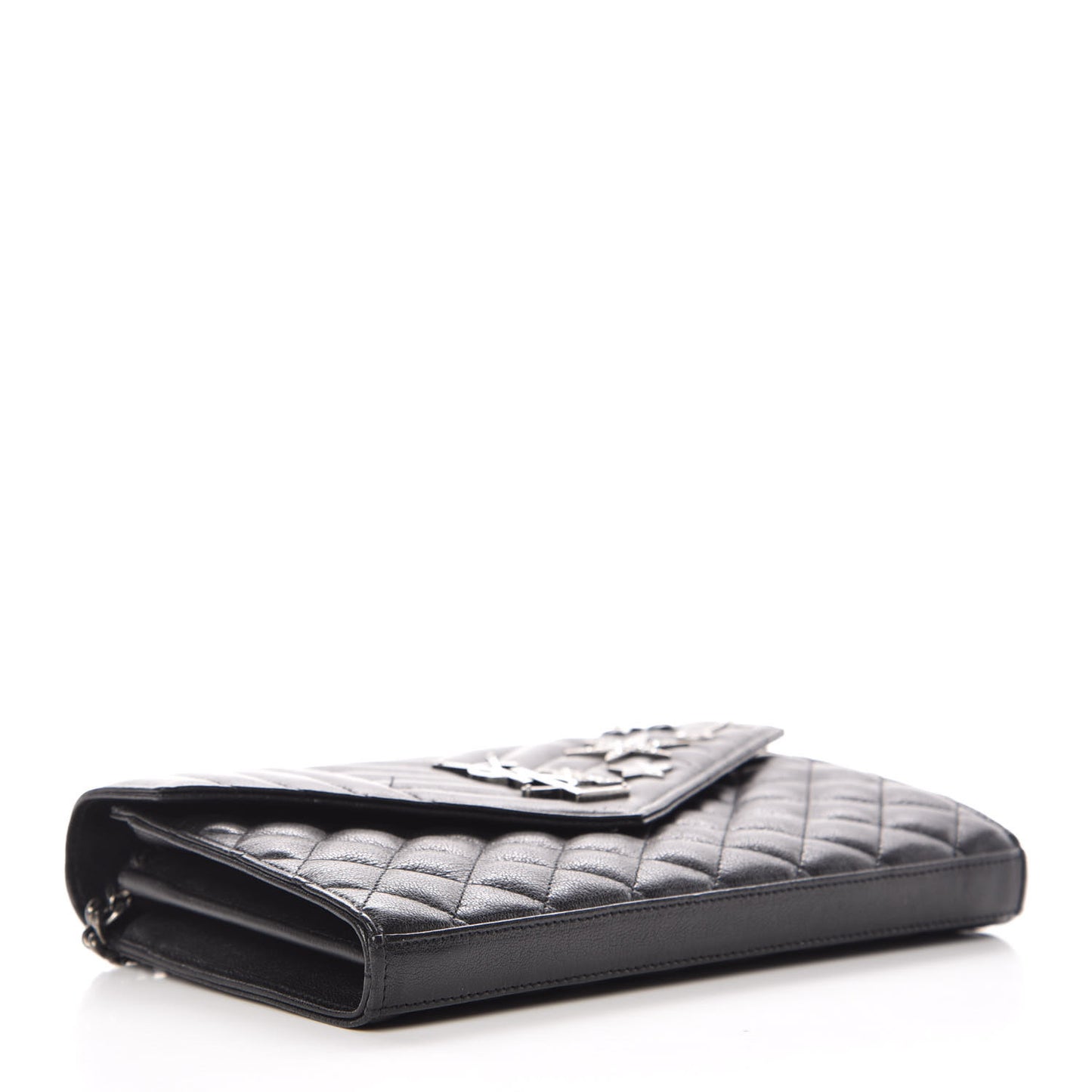Lambskin Mixed Matelasse Monogram Charms Chain Wallet Black