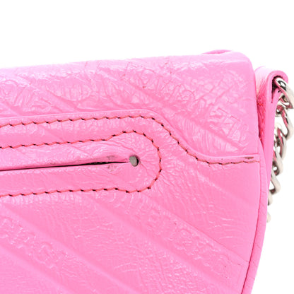 Balenciaga Shiny Goatskin Allover Logo Embossed XXS Souvenir Belt Bag Acid Pink 13 of 13