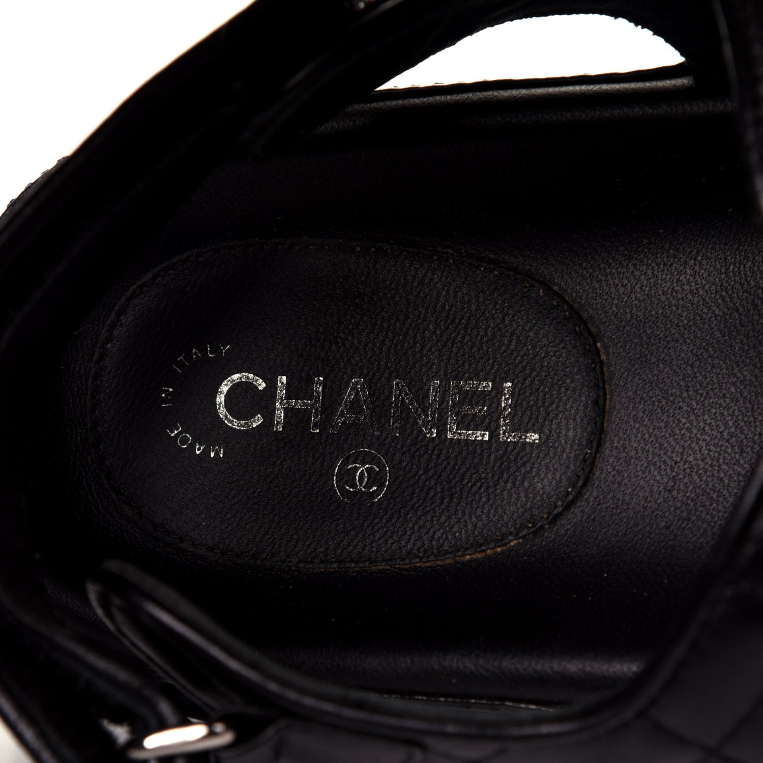 Chanel Lambskin Velcro Dad Sandals 38 Black 8 of 12