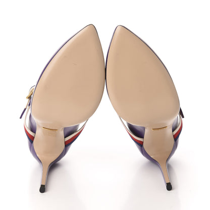 Gucci Malaga Kid Sylvie High Heel Pumps 39.5 Shine Purple 6 of 10
