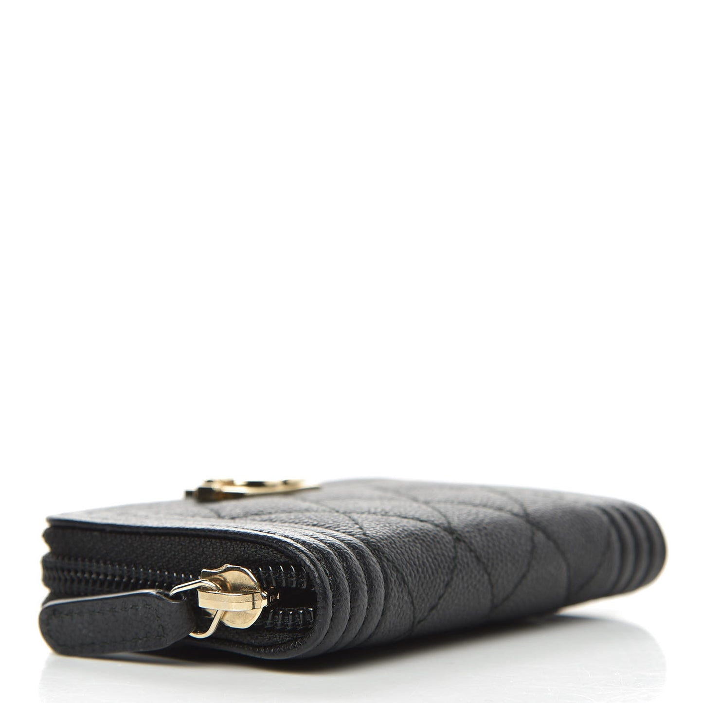 Caviar Quilted Boy Zip Around Coin Purse Wallet Black