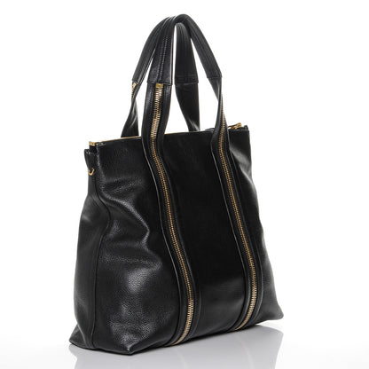 Tom Ford Pebbled Calfskin Medium Amber Zip Tote Black 3 of 6