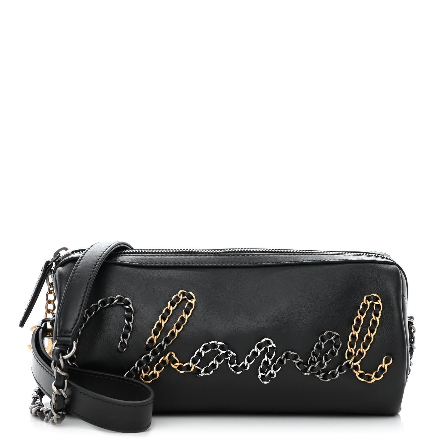 Calfskin Chain 20s Signature Bowling Bag Black