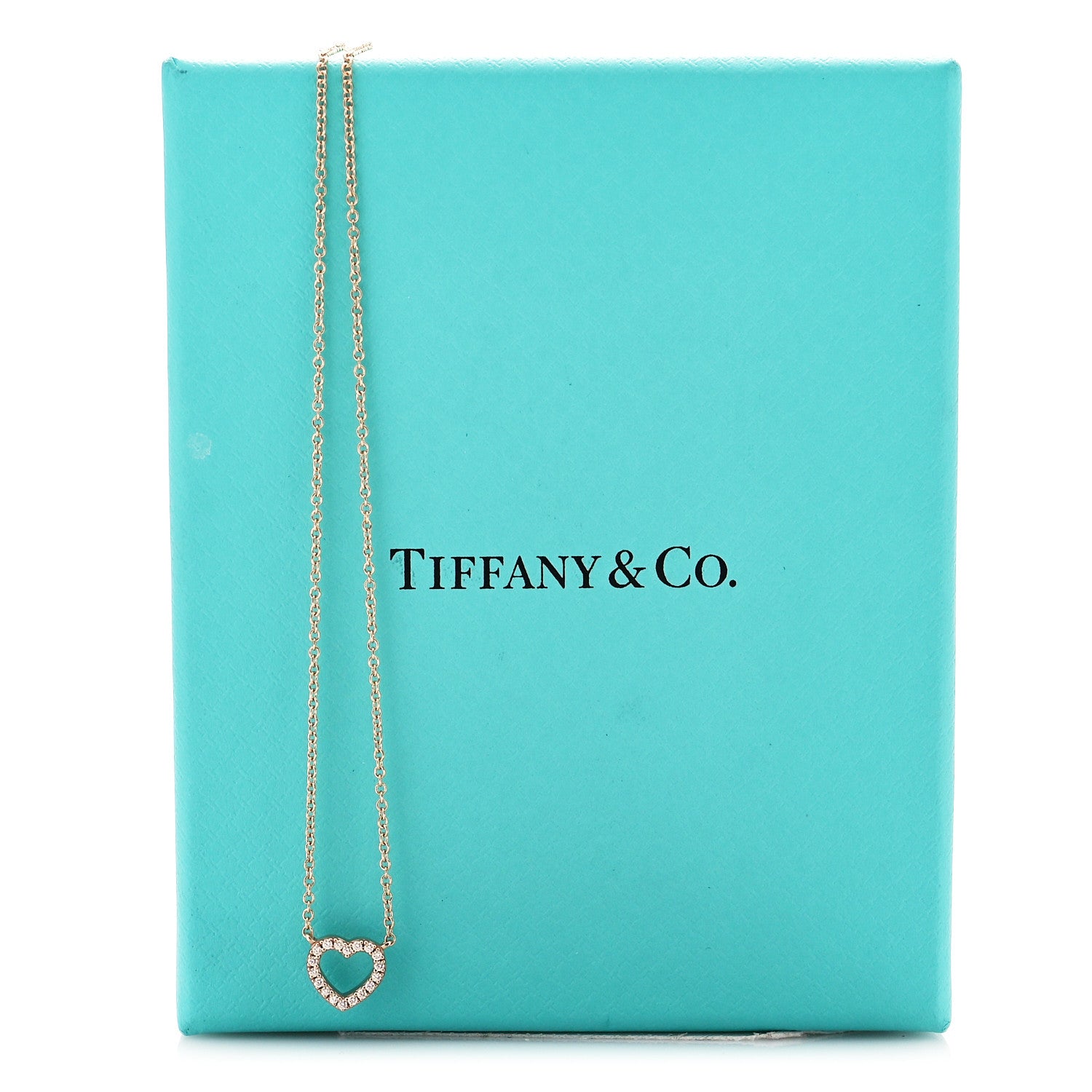 Tiffany 18K Yellow Gold Diamond Metro Heart Pendant Necklace 6 of 6