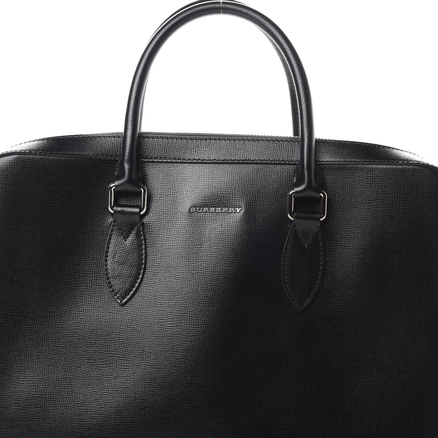 Textured Calfskin Barrow Briefcase Black