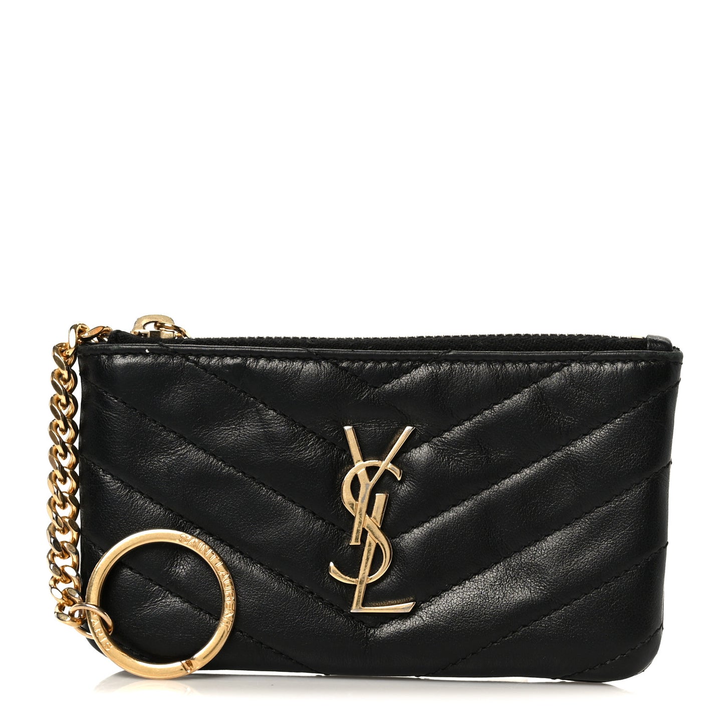 Calfskin Matelasse Monogram Key Pouch Black