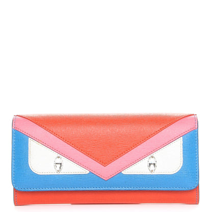 Fendi Vitello Elite Crystal Eye Monster Continental Wallet Royal Blue Papavero Multicolor 1 of 8