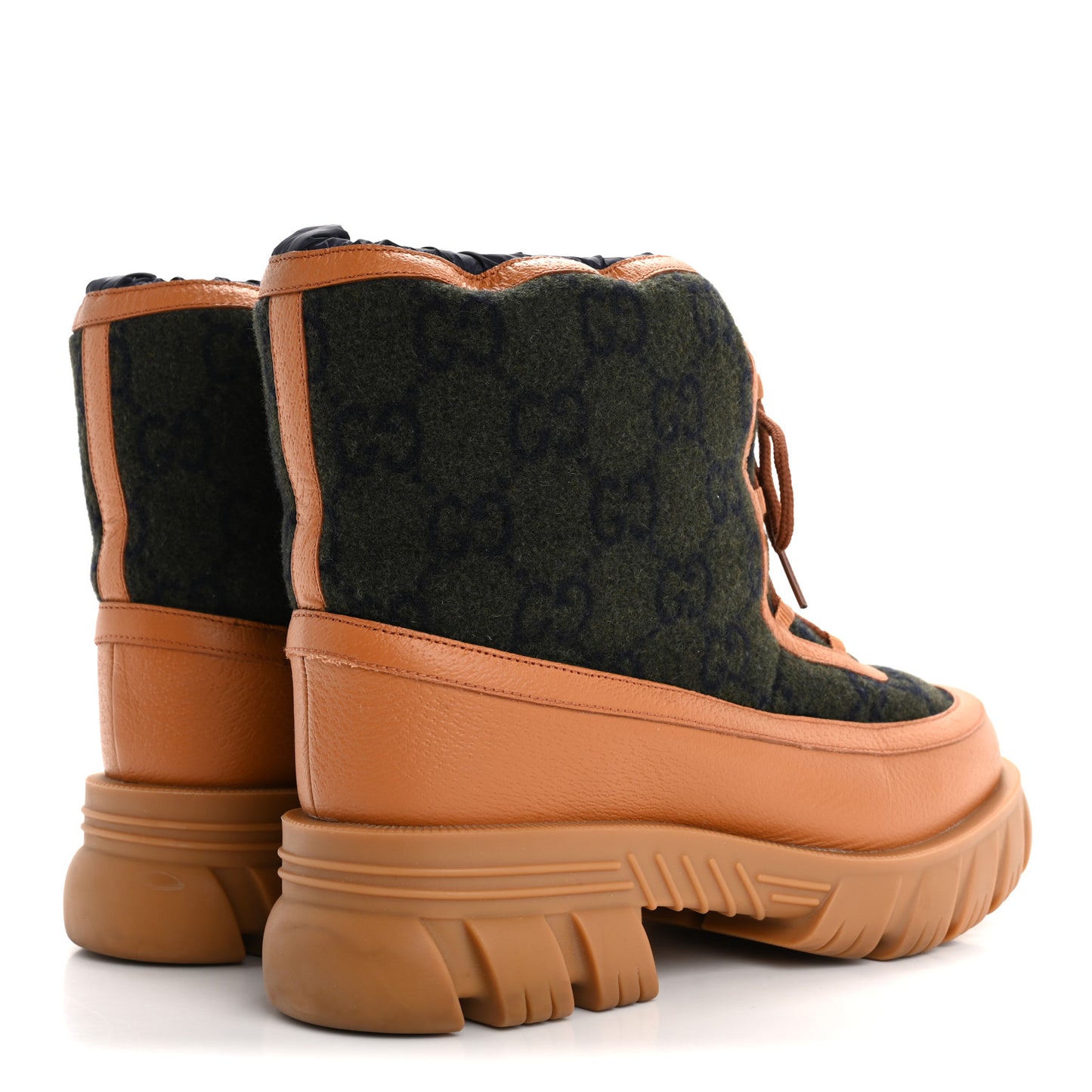 Covered Wool Textured Dollar Calfskin Monogram GG Mens Ankle Boot 11 Underwood Blue