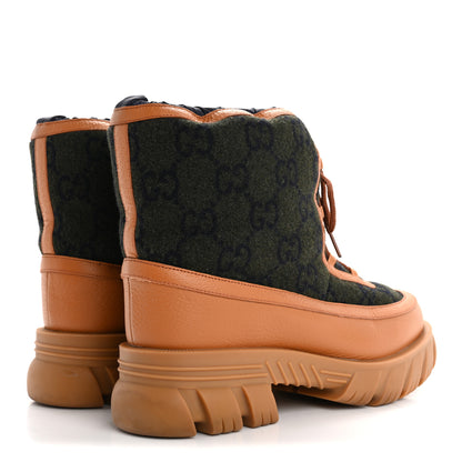 Gucci Covered Wool Textured Dollar Calfskin Monogram GG Mens Ankle Boot 11 Underwood Blue 5 of 18