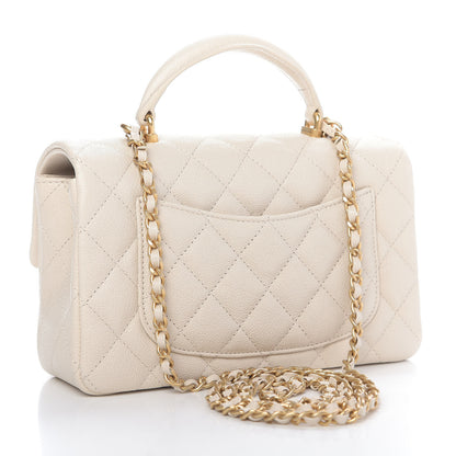 Chanel Caviar Quilted Mini Top Handle Rectangular Flap Beige 3 of 9