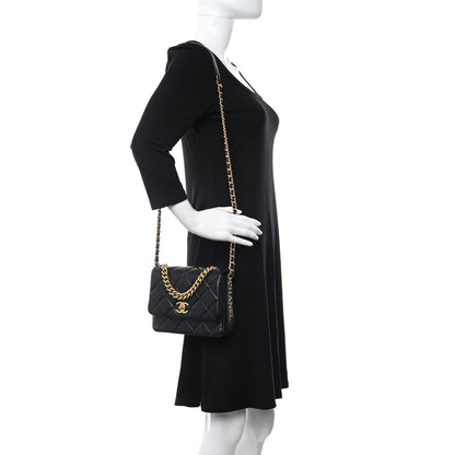 Chanel Lambskin Quilted Small Side Note Flap Black 2 of 10