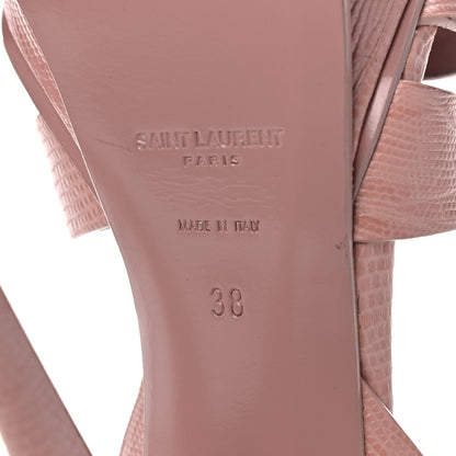 Saint Laurent Calfskin Crocodile Embossed Tribute 105 Platform Sandals 38 Pale Pink 6 of 13