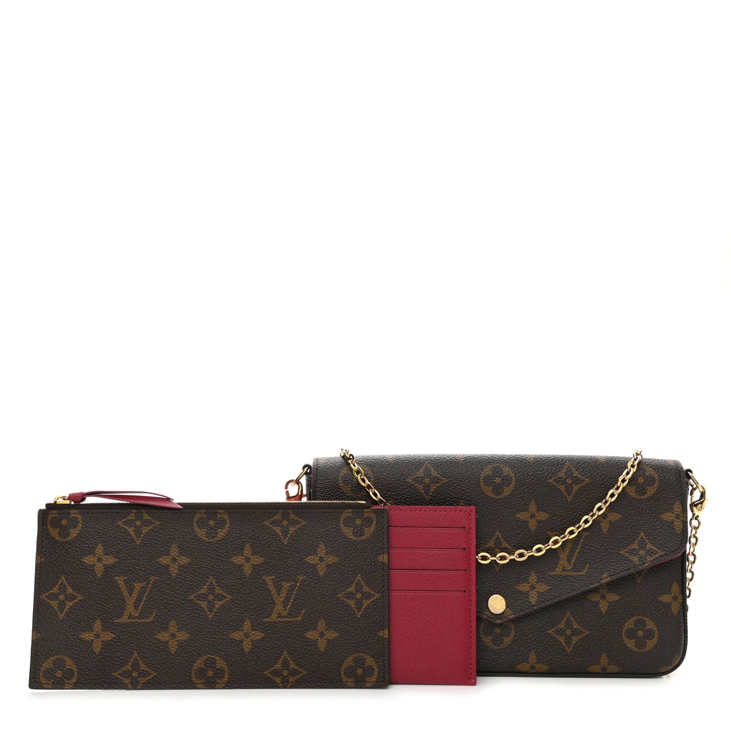 Monogram Pochette Felicie Chain Wallet Fuchsia