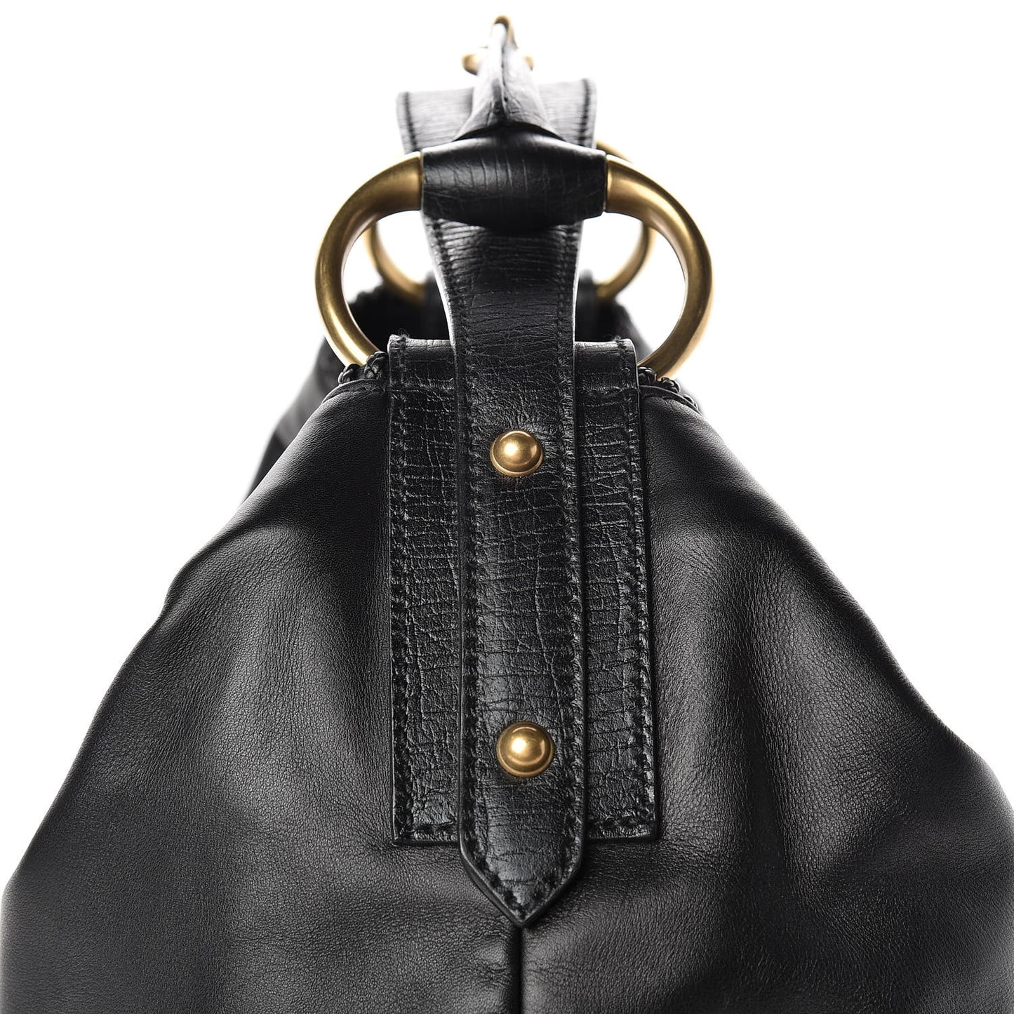 Calfskin Large Horsebit Chain Hobo Black
